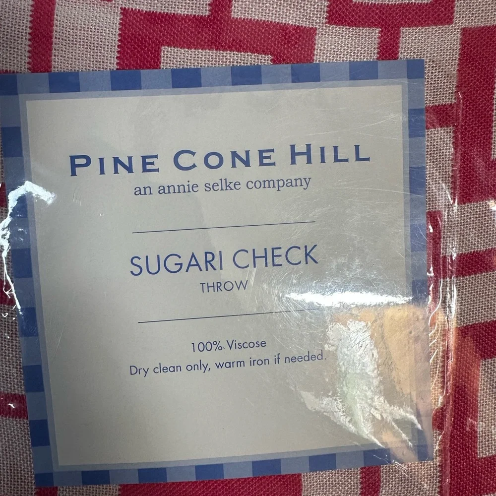 Pine Cone Hill Annie Selke Sugari Check Throw Blanket 50x70  pink White New‎